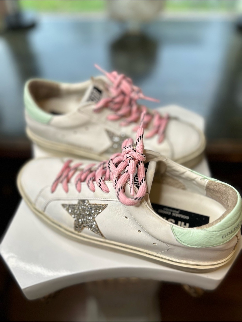 Golden Goose Hi Star Glitter Star Pink Laces Sneaker EU 38 - Picture 6 of 15